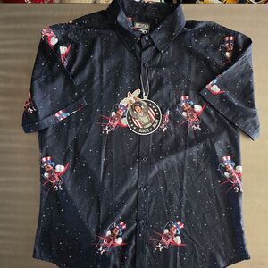 RSVLTS Apollo Creed Rocky Short Sleeve Button Pockets Navy Red NWT XL